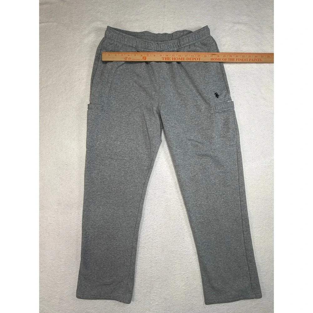 US Polo Assn Mens XL Gray Fleece Lined Sweatpants Elastic Waist Joggers Pockets